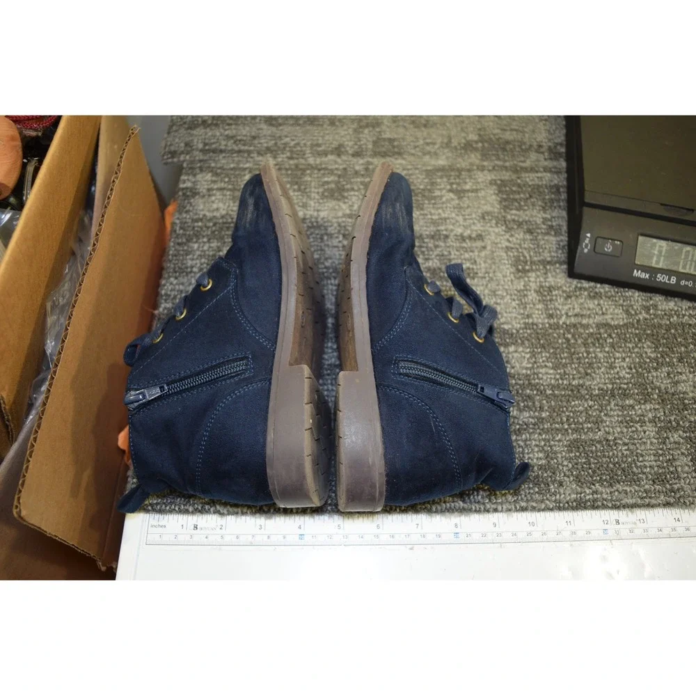 2024 Gymboree Blue Faux Suede Leather Ankle Lace Boots Blue Boys Girls 3 3048867